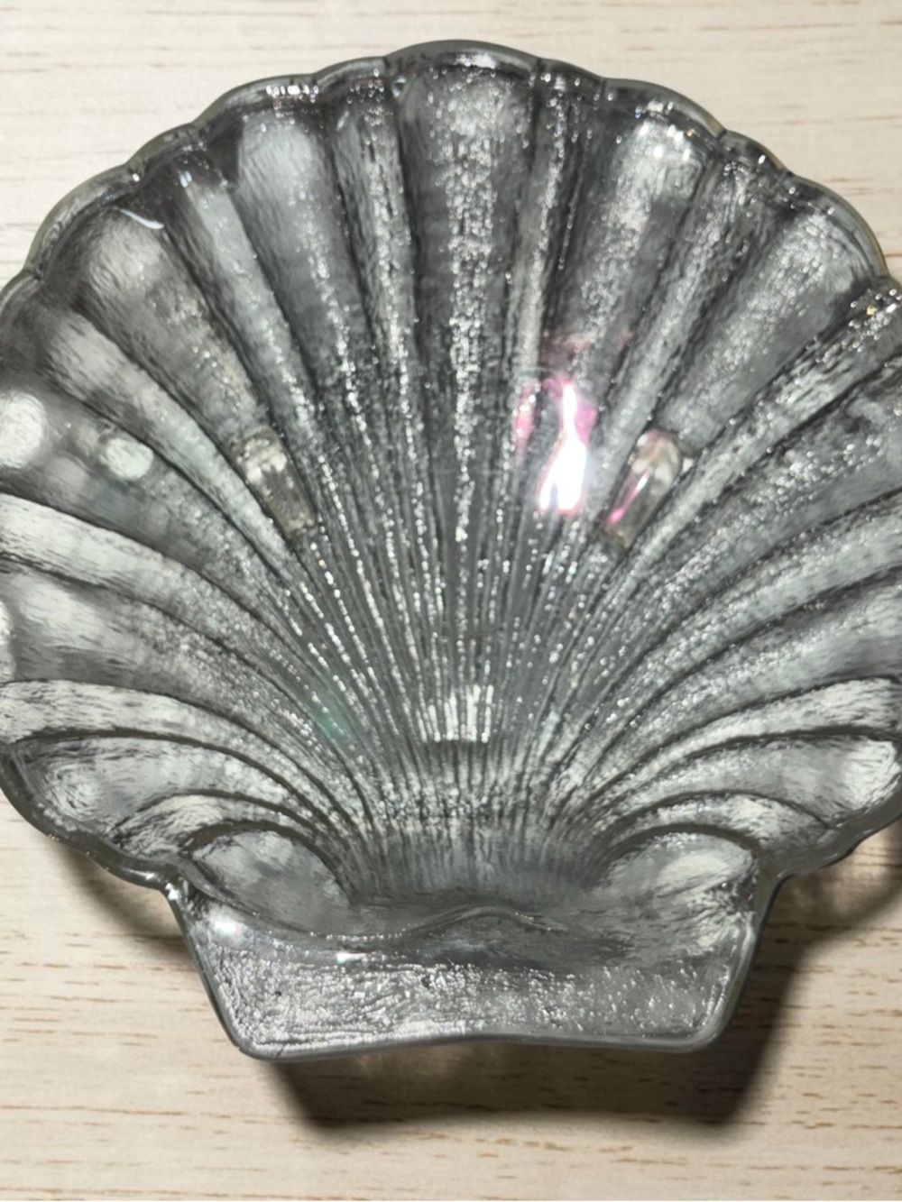 Vintage Clear Pressed Glass Scallop Shell Bowl 11” Coastal Nautical Beach decor